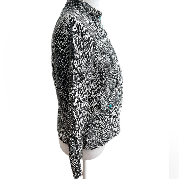 Musette Snake Skin Pattern Jacket Lined Ruched Sleeve Size 6 - Picture 2 of 5